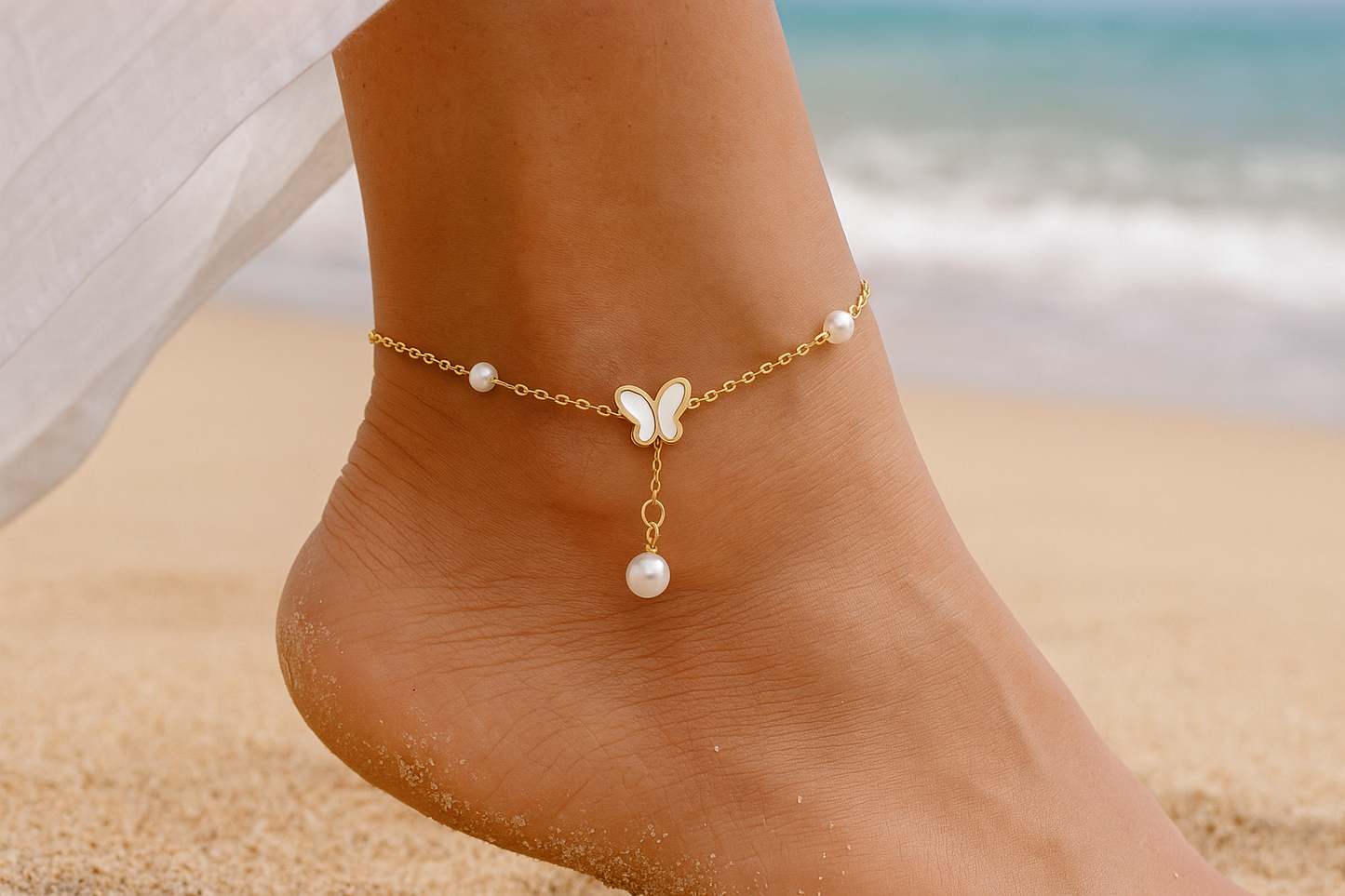 Flutter Pearl – Anti Tarnish Anklet