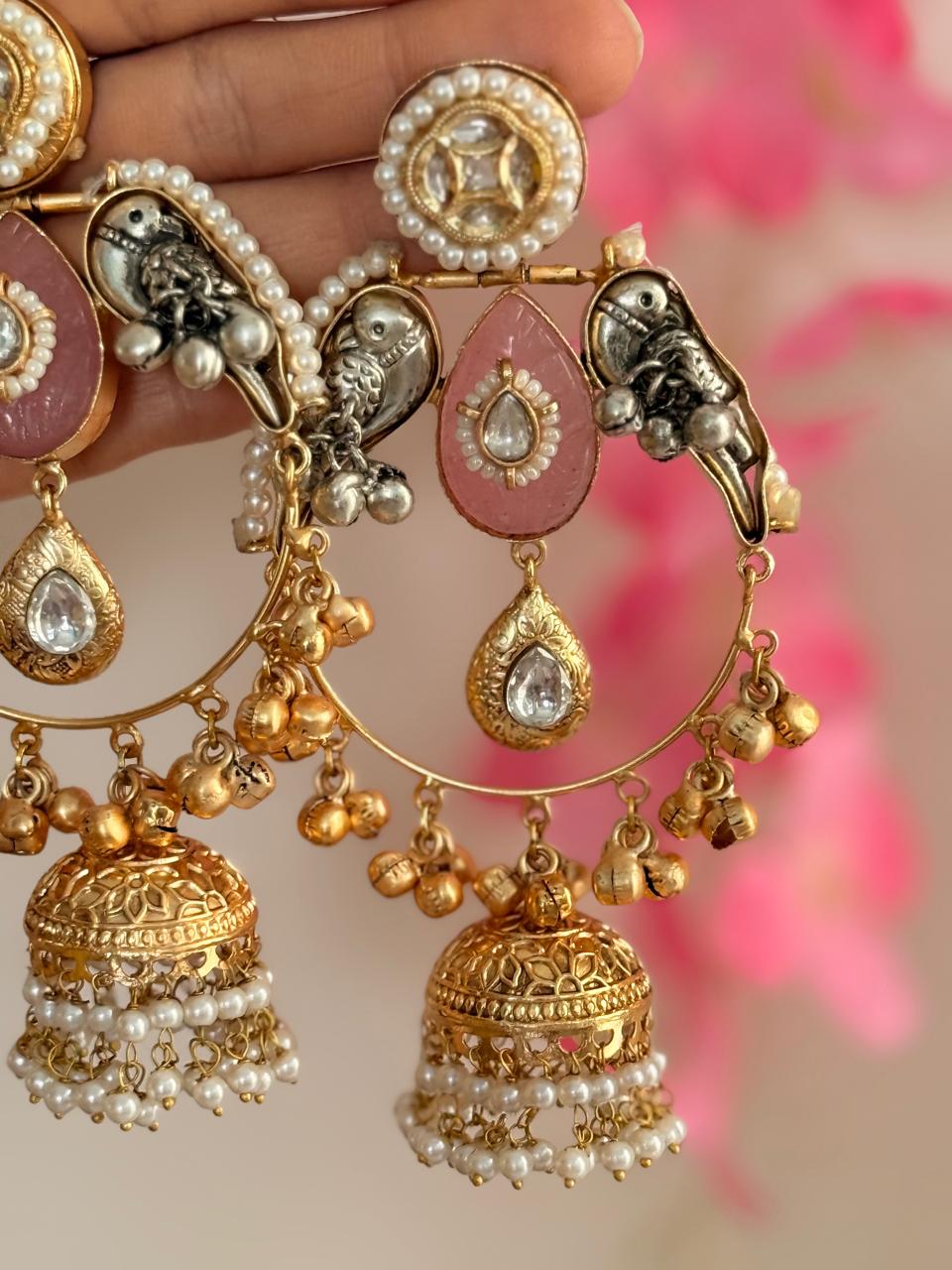 Khusroor - Dual Tone Pink Kashmiri Earrings