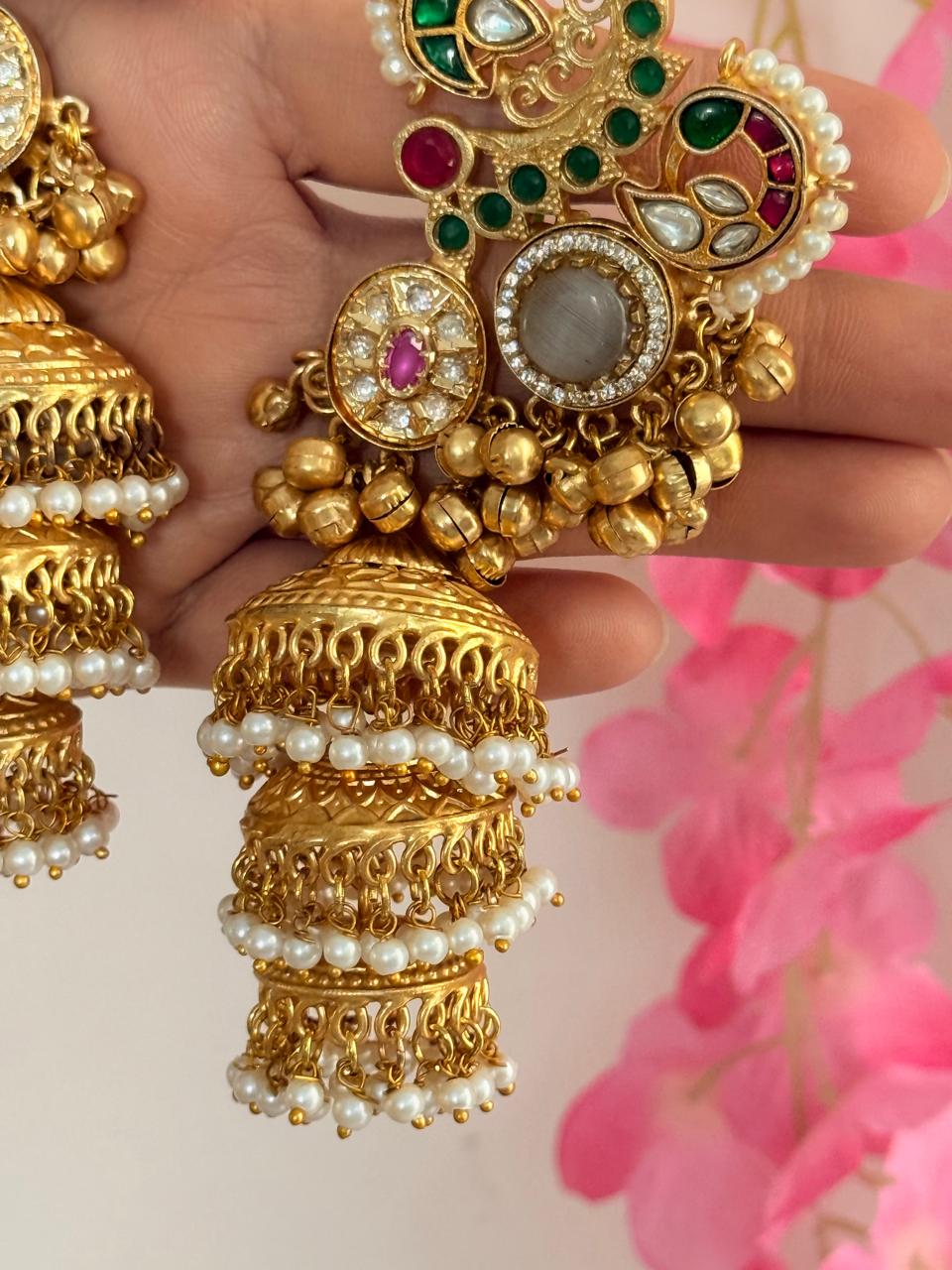 Noorveil - White Kashmiri Earcuff Jhumka