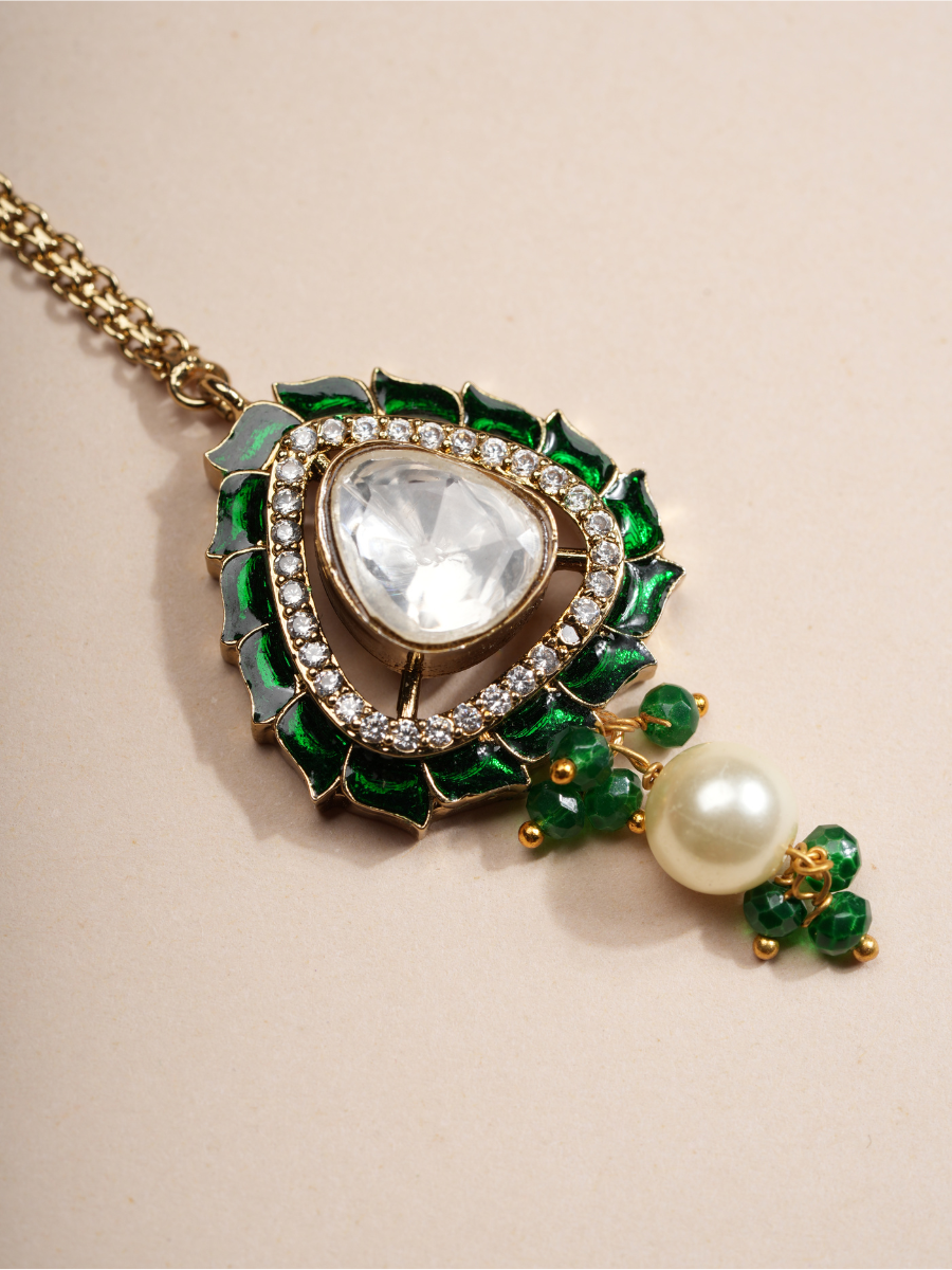 Emerald Radiance Polki Kundan Bridal Necklace & Earrings Set