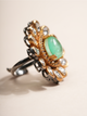 Regal Green Blossom Statement Ring