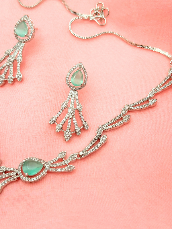 Mint Allure – Mint Touch American Diamond Necklace Set