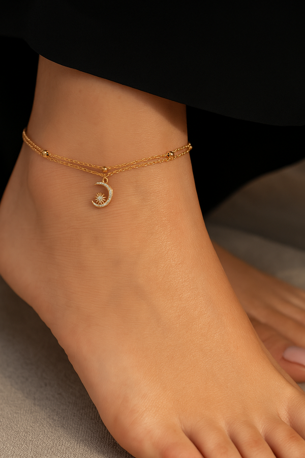 Skylocked – Anti Tarnish Double Chain Anklet
