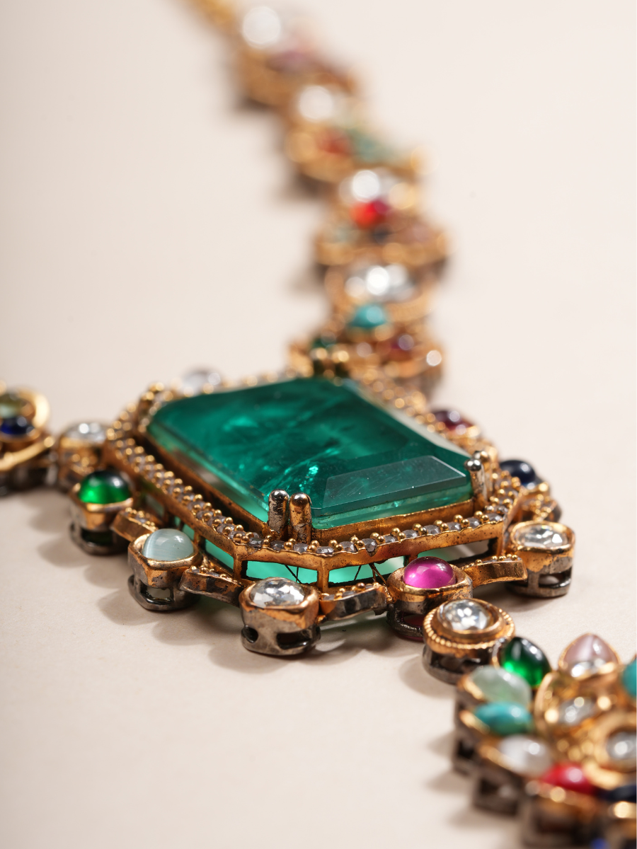 Emerald Blossom Multi-Gem Necklace Set