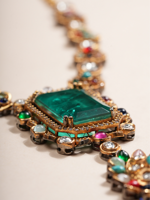 Emerald Blossom Multi-Gem Necklace Set