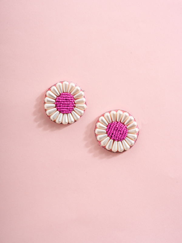 Daisy Pop – Handmade Beaded Stud Earrings