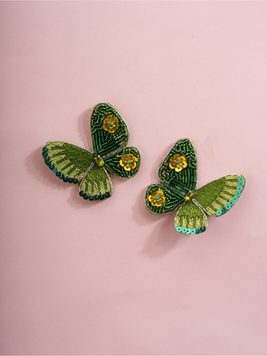 Emerald Flutter – Handmade Butterfly Earrings