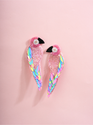 Pastel Chirp – Handmade Parrot Earrings