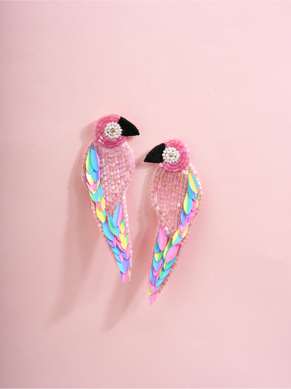 Pastel Chirp – Handmade Parrot Earrings