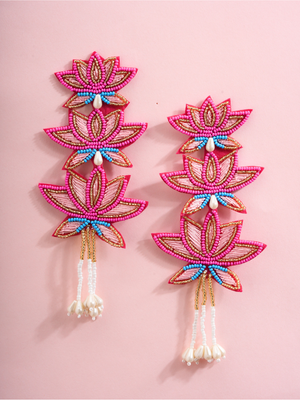 Lotus Cascade – Handmade Statement Earrings