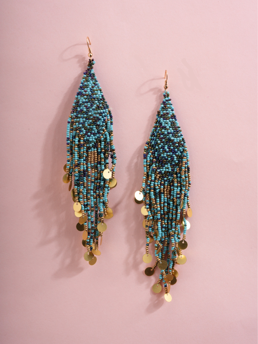 Ocean Raga – Handmade Boho Fringe Earrings