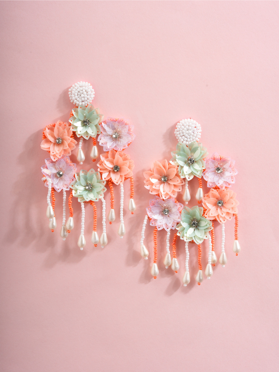 Blossom Cascade – Handmade Floral Drop Earrings