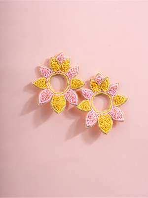 Dayglow Bloom - Handmade Beaded Statement Earrings