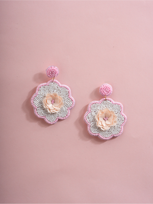 Rosette Muse – Handmade Floral Beaded Earrings