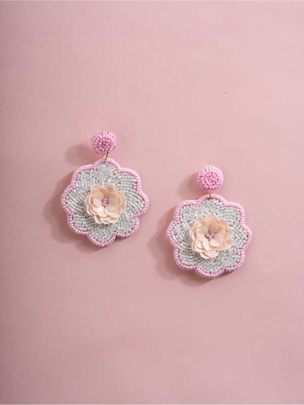 Rosette Muse – Handmade Floral Beaded Earrings