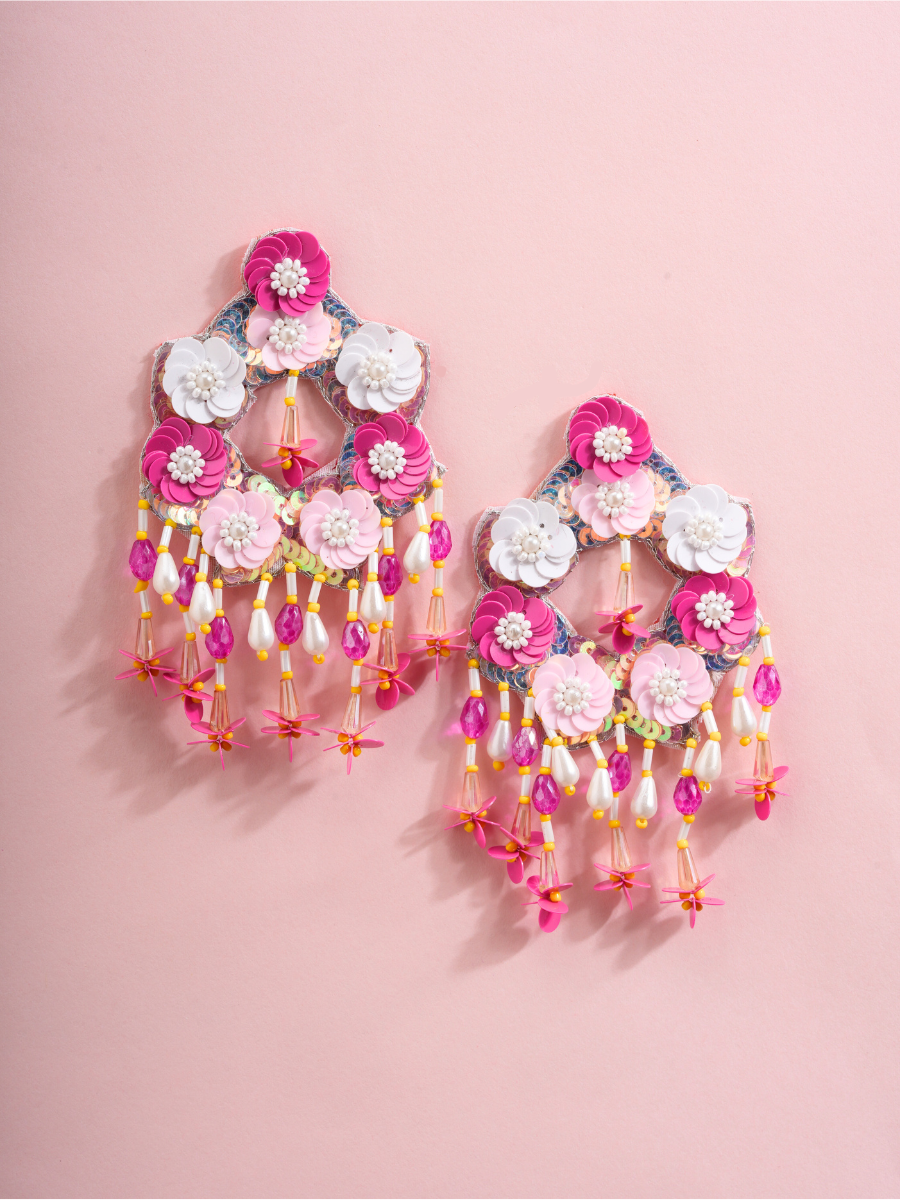Petal Parade – Handmade Floral Tassel Earrings