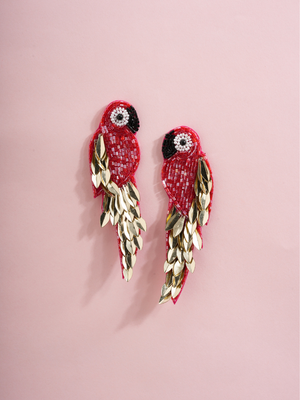 Scarlet Soar – Handmade Parrot Earrings
