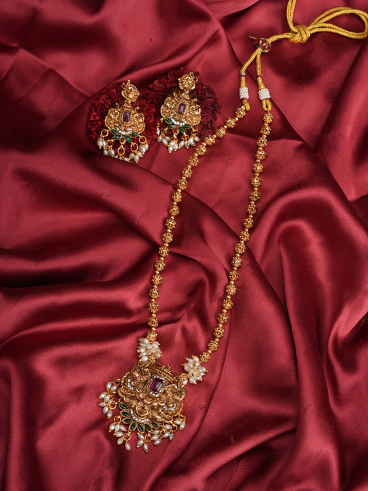 Ratna Pushpanjali Haar –  Temple Mala Set