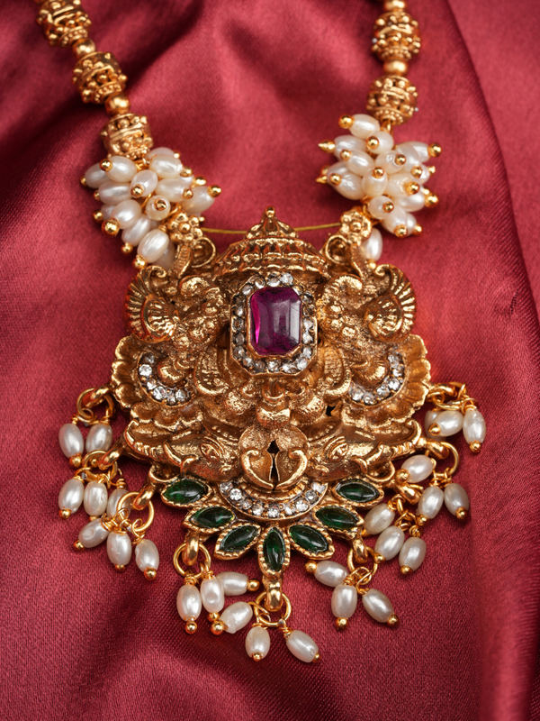 Ratna Pushpanjali Haar –  Temple Mala Set