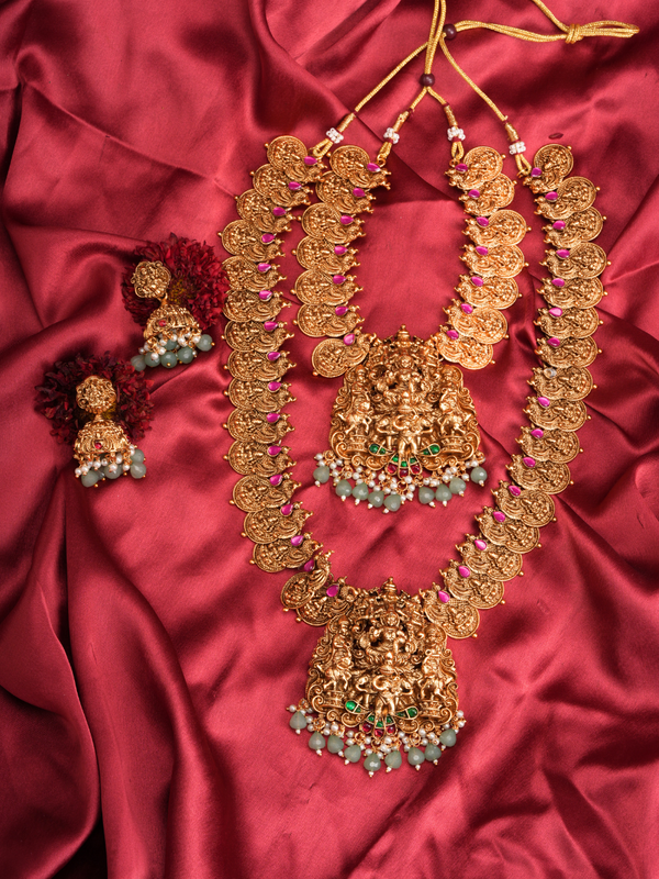 Kanakambari Lakshmi Haar – Temple Combo Set