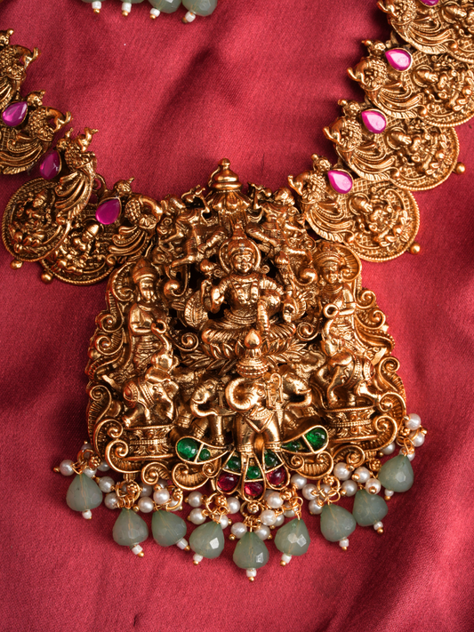 Kanakambari Lakshmi Haar – Long Temple Necklace