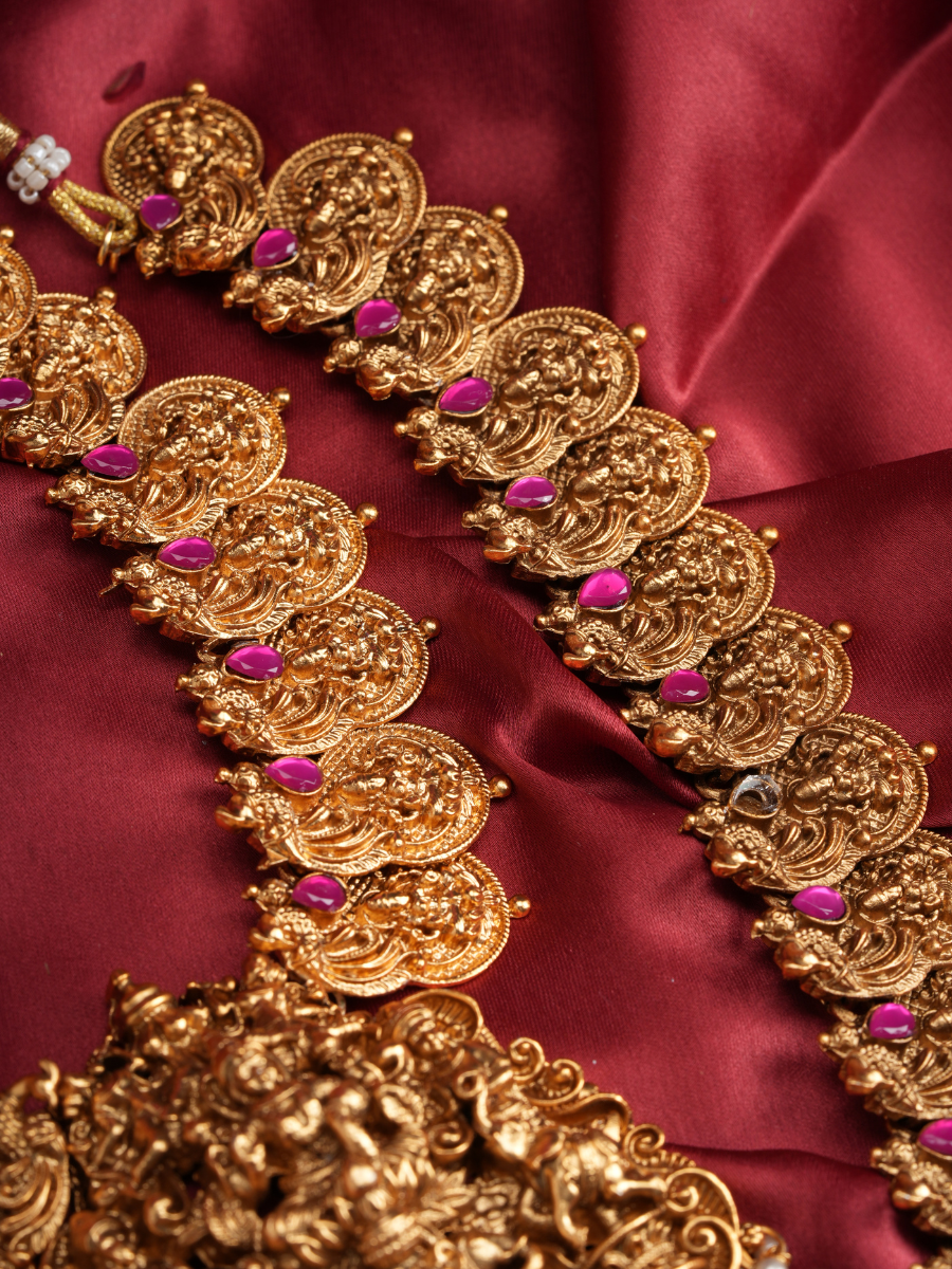 Kanakambari Lakshmi Haar – Temple Combo Set