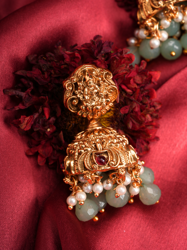 Kanakambari Lakshmi Haar – Temple Combo Set