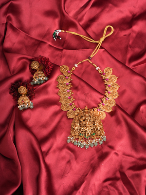 Kanakambari Lakshmi Haar – Temple Combo Set