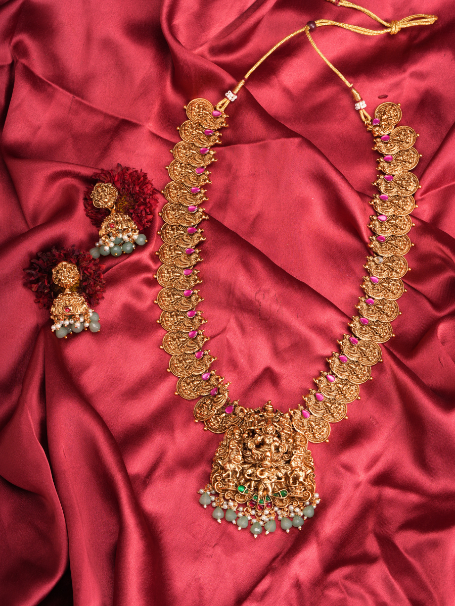 Kanakambari Lakshmi Haar – Temple Combo Set