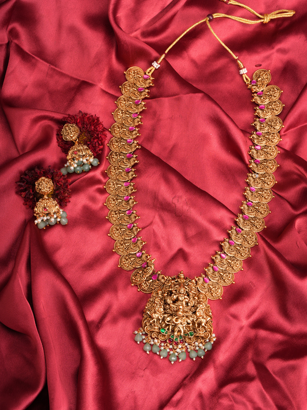 Kanakambari Lakshmi Haar – Long Temple Necklace