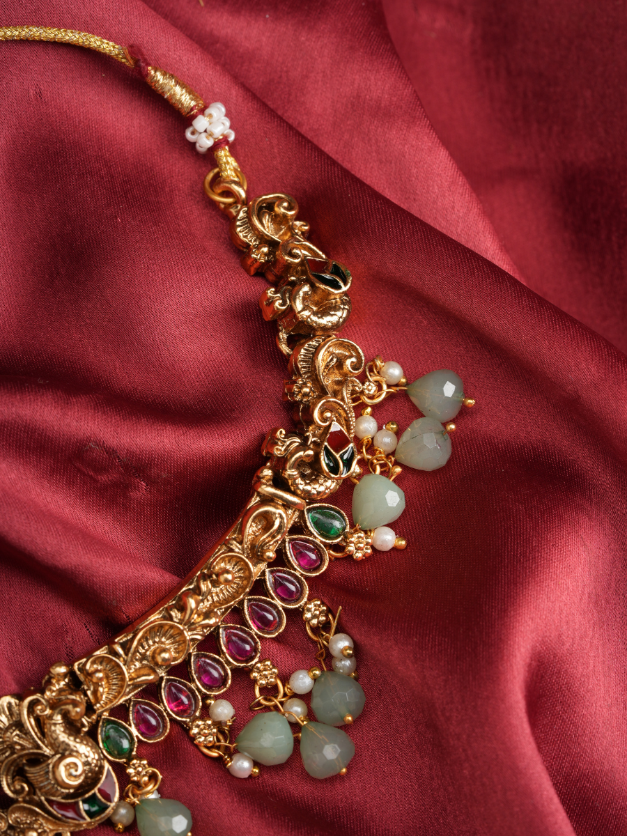 Anantashree Ruby Haar.– Temple Necklace Set