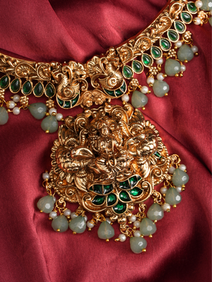 Anantashree Emerald Haar..– Temple Necklace Set