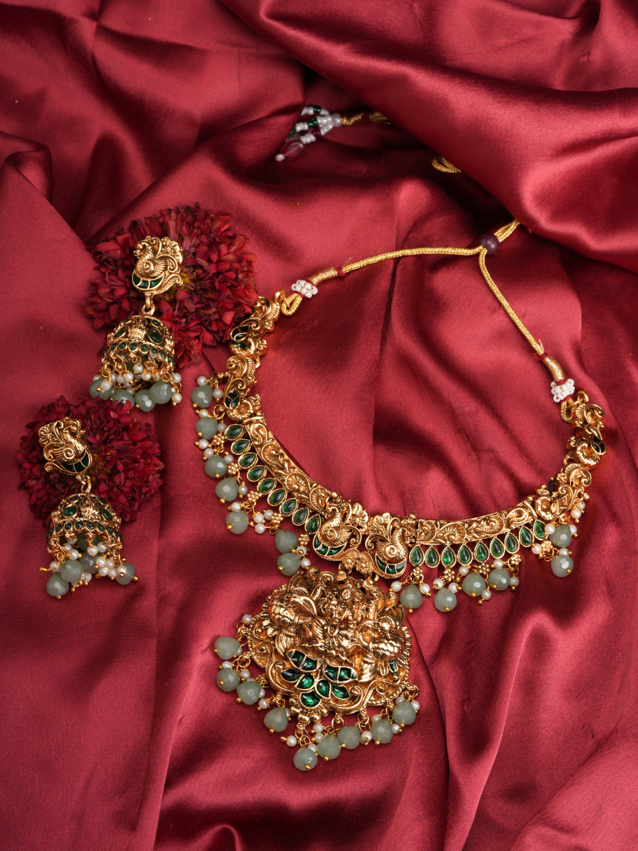 Anantashree Emerald Haar..– Temple Necklace Set