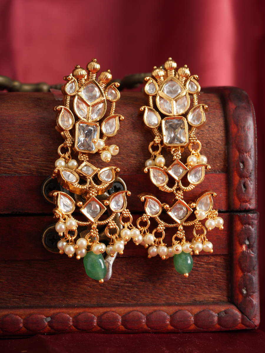 Ratna Ranjini – Mint Pearl Glow Temple Choker Set