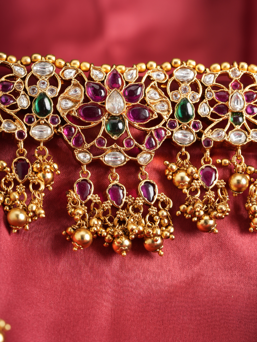 Manikya Kusum – Jadau Temple Jewellery Choker Set