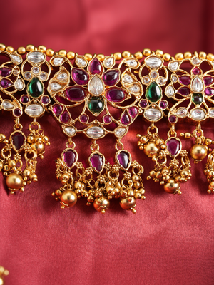 Manikya Kusum – Jadau Temple Jewellery Choker Set