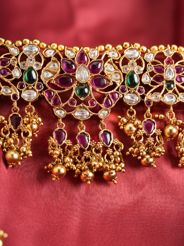 Manikya Kusum – Jadau Temple Jewellery Choker Set