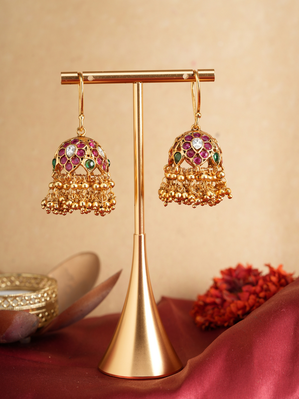 RadhaRanjani – Jadau Temple Jhumka Earrings