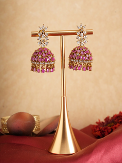Divya Noor – Jadau Pink Temple Jhumka