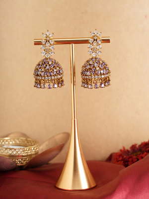 Divya Noor – Jadau Lavender Temple Jhumka