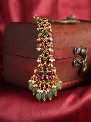 Ratilika Green Pink  - Jadau Maang Tikka