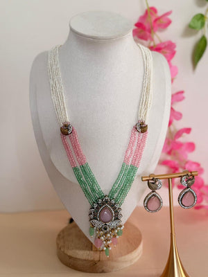 Pastel Royale – Beaded Long Mala Set