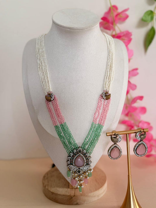 Pastel Royale – Beaded Long Mala Set