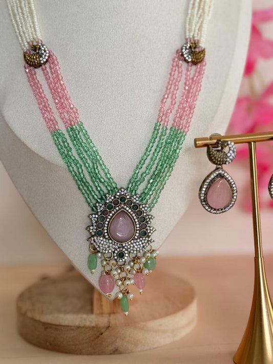 Pastel Royale – Beaded Long Mala Set