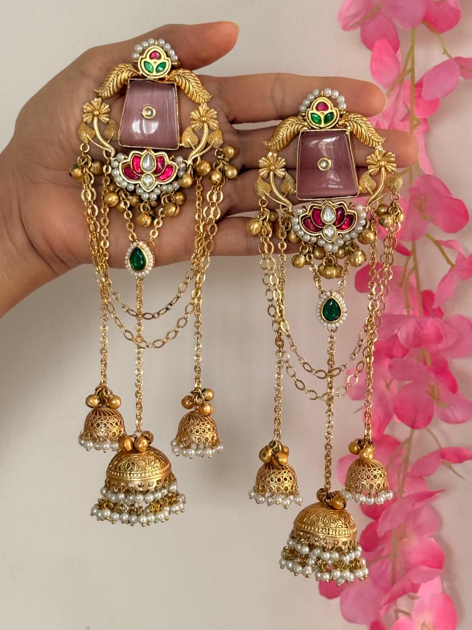 Gulrukh - Pink Kashmiri Earrings