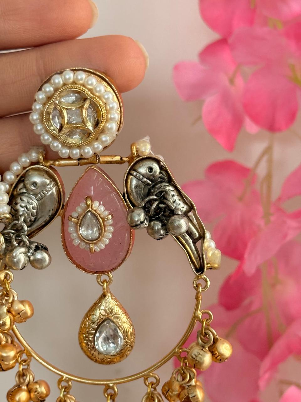 Khusroor - Dual Tone Pink Kashmiri Earrings