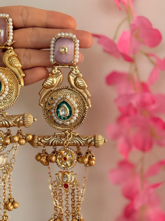 Kuhu Chandni - White Lotus Kashmiri Earrings