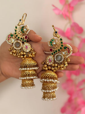 Noorveil - White Kashmiri Earcuff Jhumka