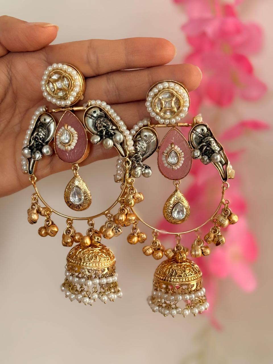 Khusroor - Dual Tone Pink Kashmiri Earrings
