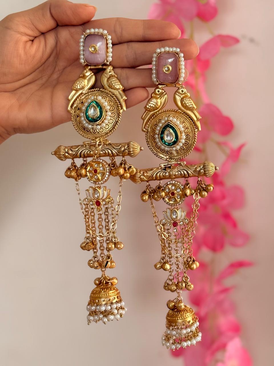 Kuhu Chandni - White Lotus Kashmiri Earrings